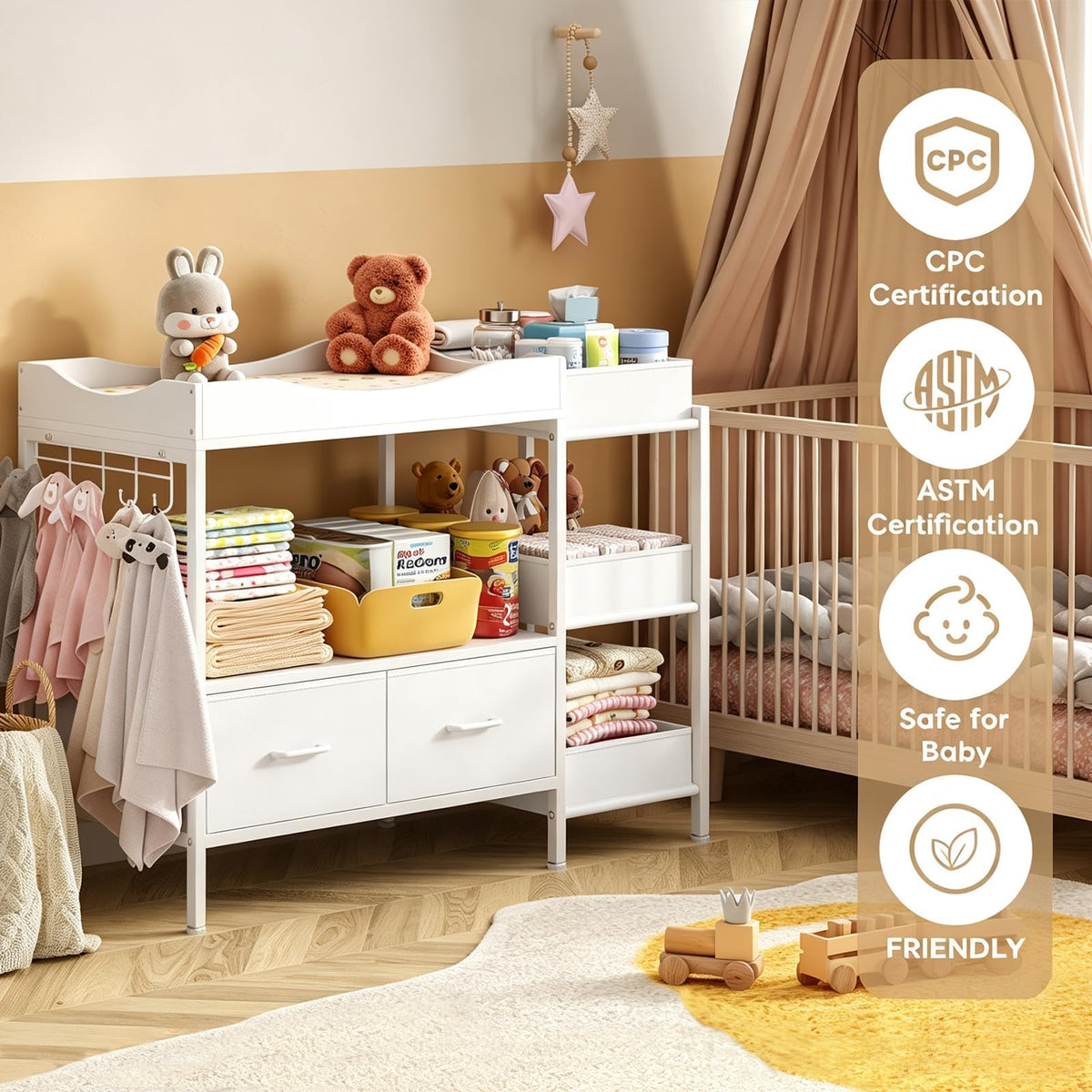 White Baby Changing Table with Storage K505352