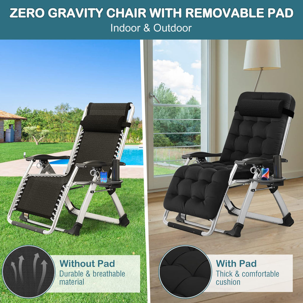 Zero Gravity Folding Outdoor Lounge Chair with Cup Holder B458796