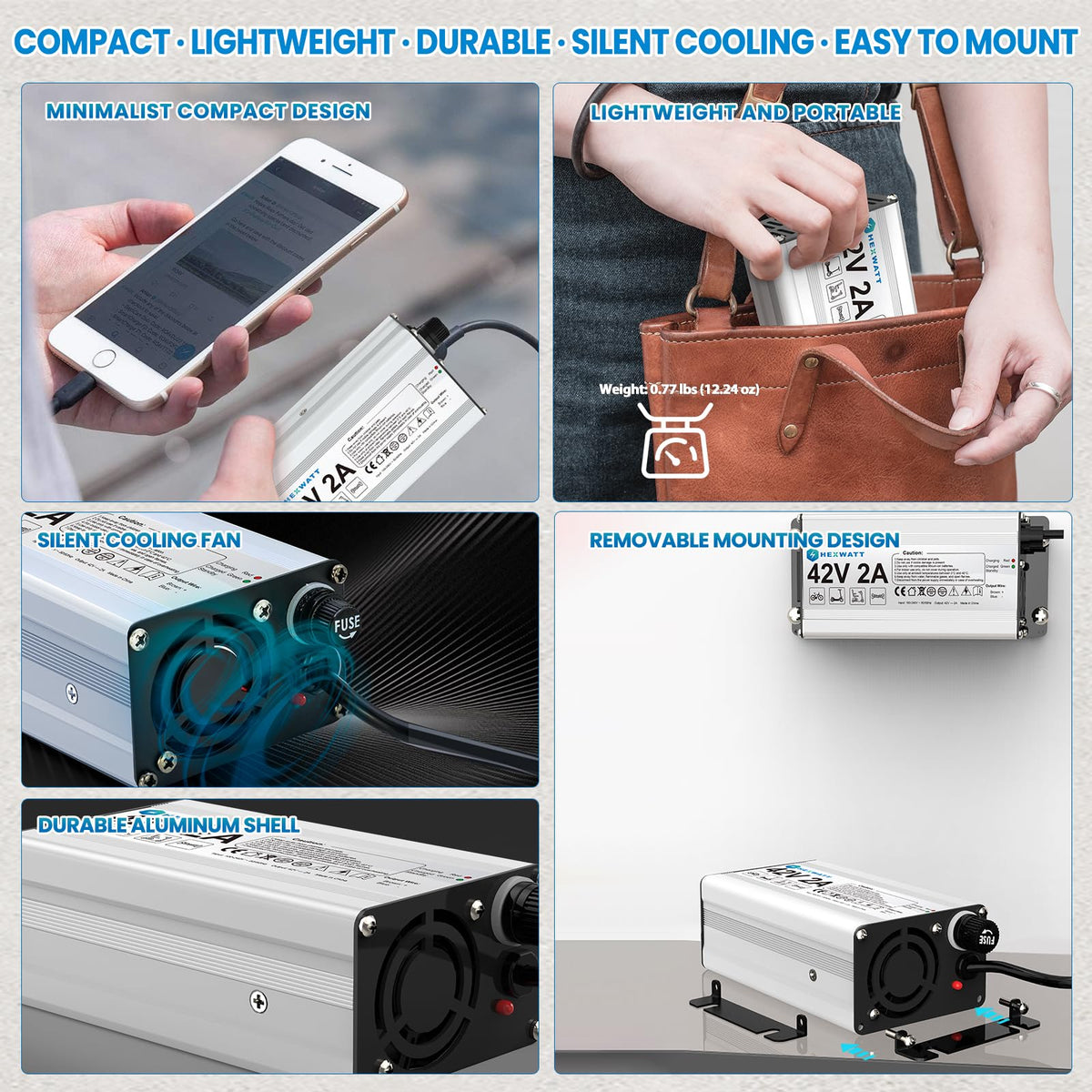 42V 2A Electric Scooter & Ebike Charger U439