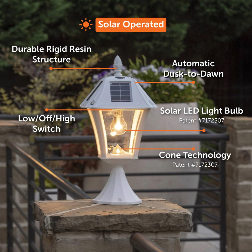 White Outdoor Solar Post Light with 3 Mounting Options I3298