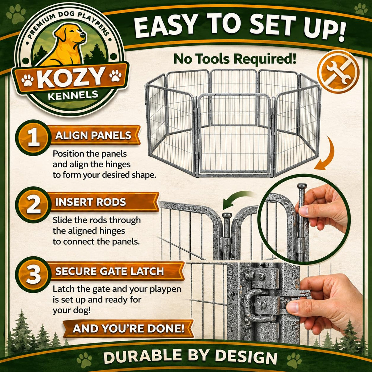 40 inch 16 Panels Portable Heavy Duty Metal Dog Playpen M9357