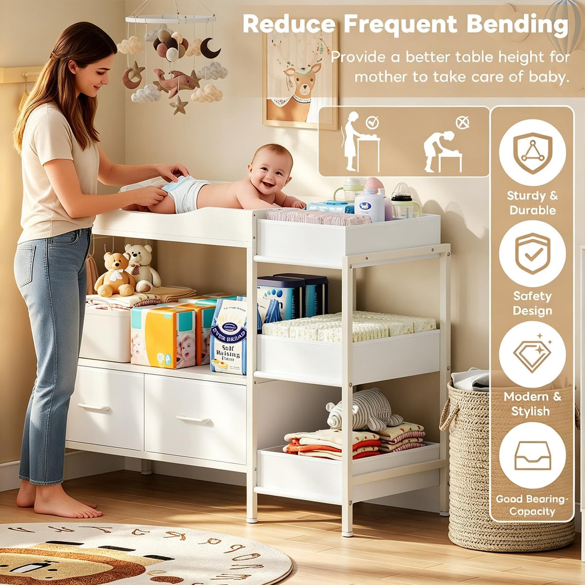 White Baby Changing Table with Storage K505352