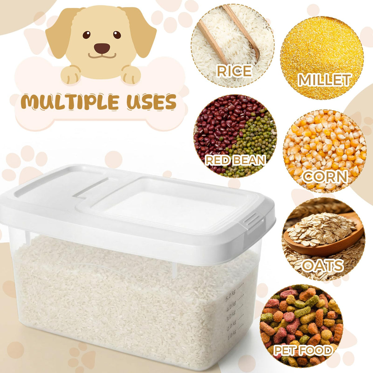 2 Pack 11 Lbs Airtight Dog Food Storage Container with Scoops Y48329