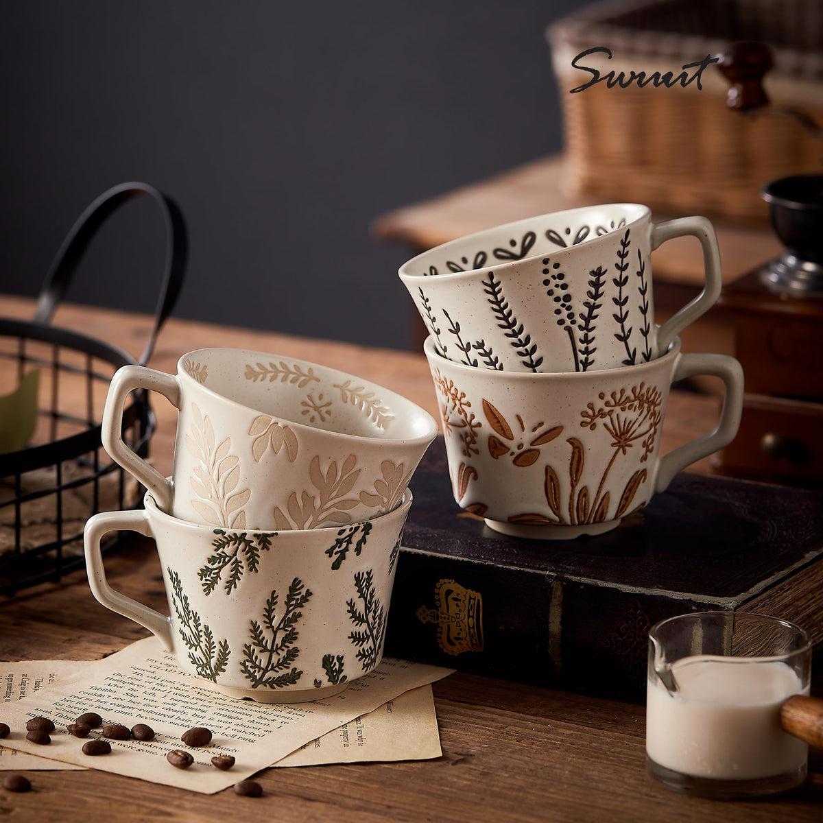 12 oz Ceramic Coffee Mug Set of 4 V53573
