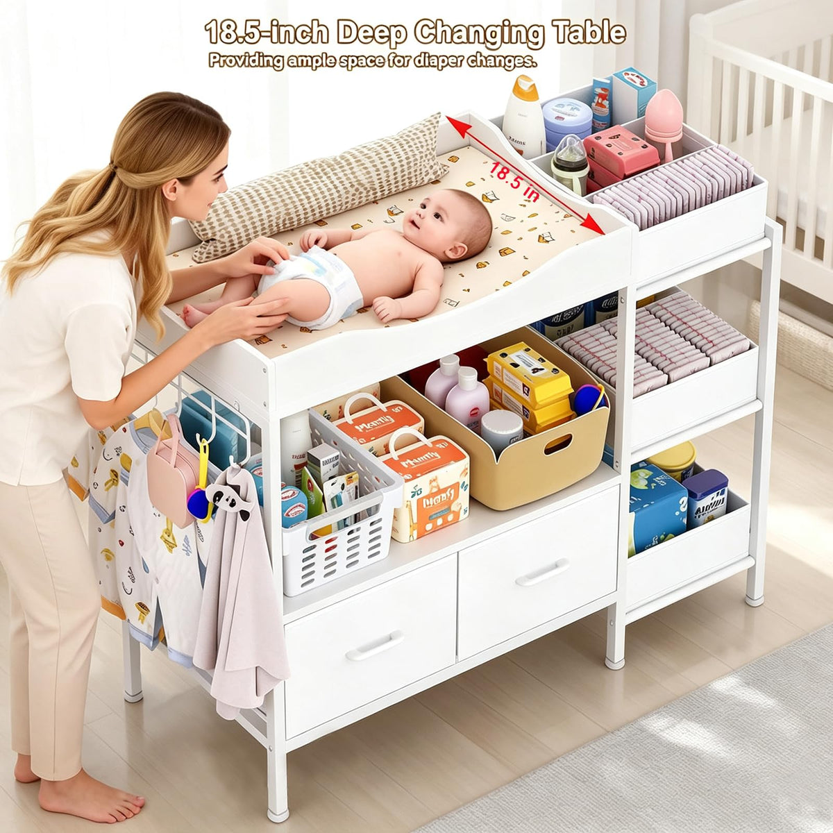 White Baby Changing Table with Storage K505352