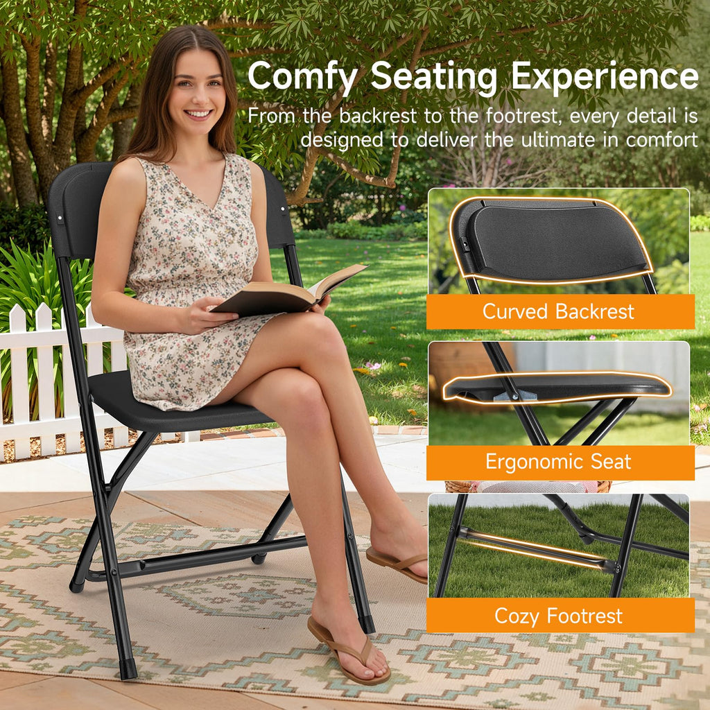 Folding Chairs 10 Pack 550LBS Capacity Heavy Duty Black H56341