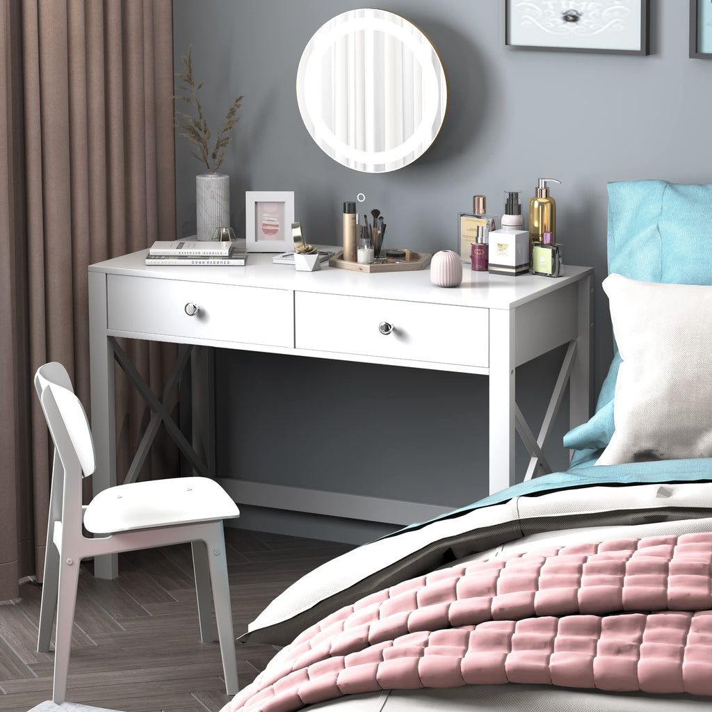White Home Office Desk with Drawers K368911