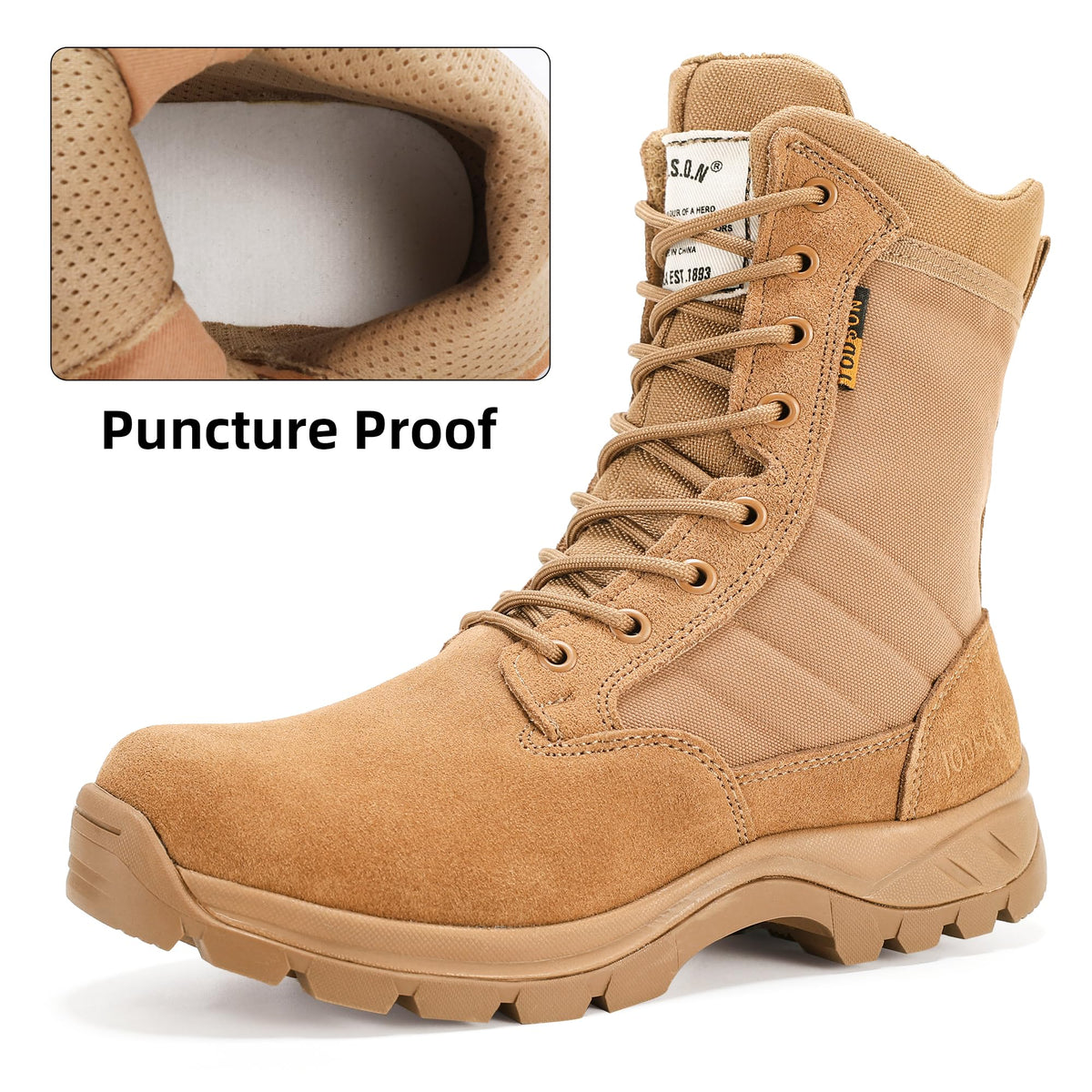 Men's 8 Inch Lightweight Tactical Work Boots E866