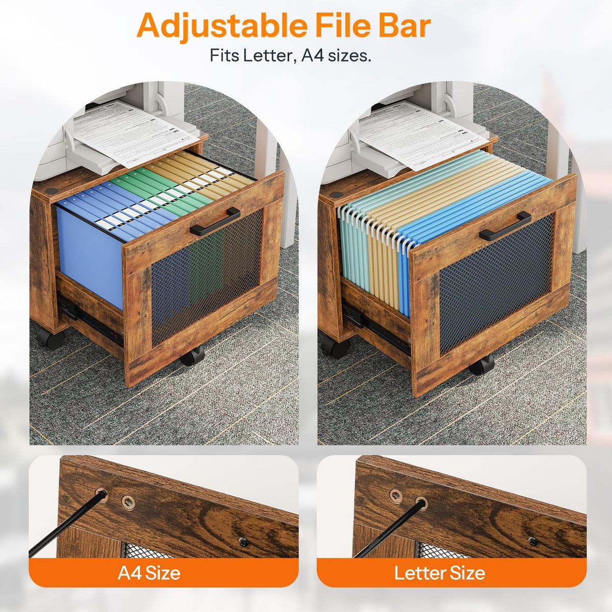 Rolling File Cabinet with Drawer B160