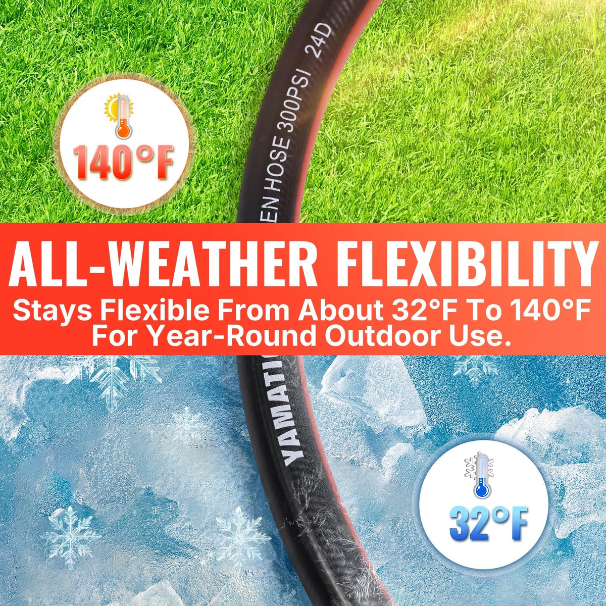 100ft Garden Hose 5/8in I.D. with Swivel Brass Handle A282991