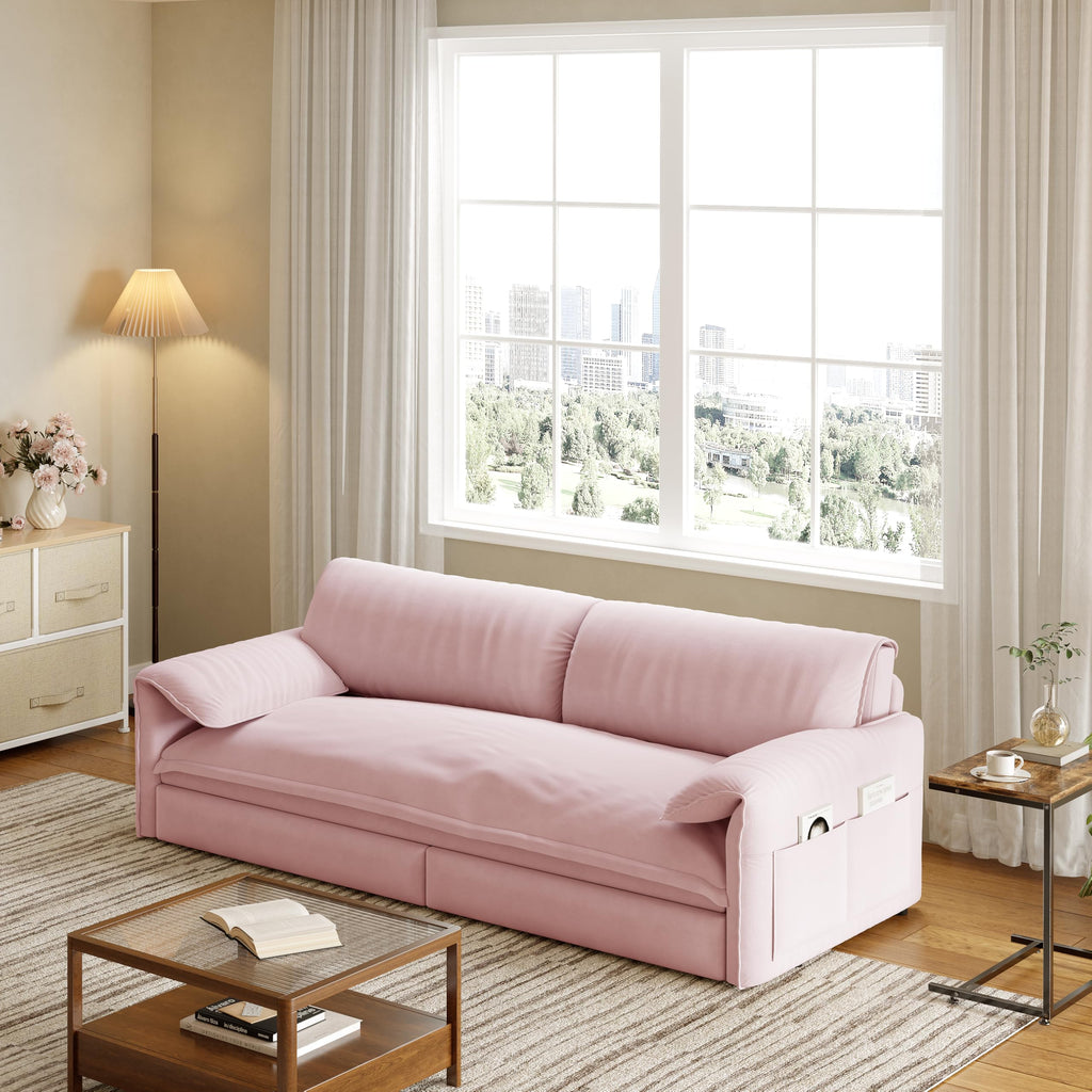 Queen Size Velvet Sleeper Sofa Bed T539